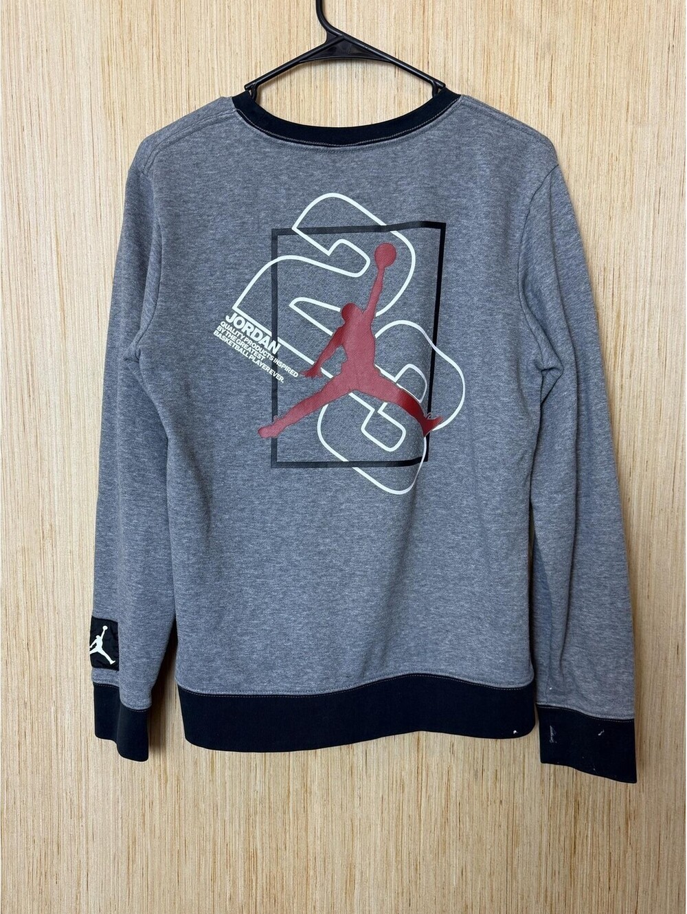 Vintage Jordan Sweatshirt Kids XL Gray Fleece Pullover Jumpman 23  Basketball - Picture 3 of 8
